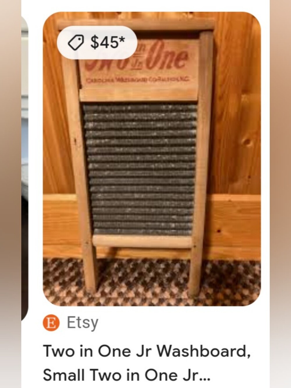 Vintage Two In One Jr. Carolina Washboard Co. Raleigh, NC Wood Corrugated Metal - Picture 7 of 7